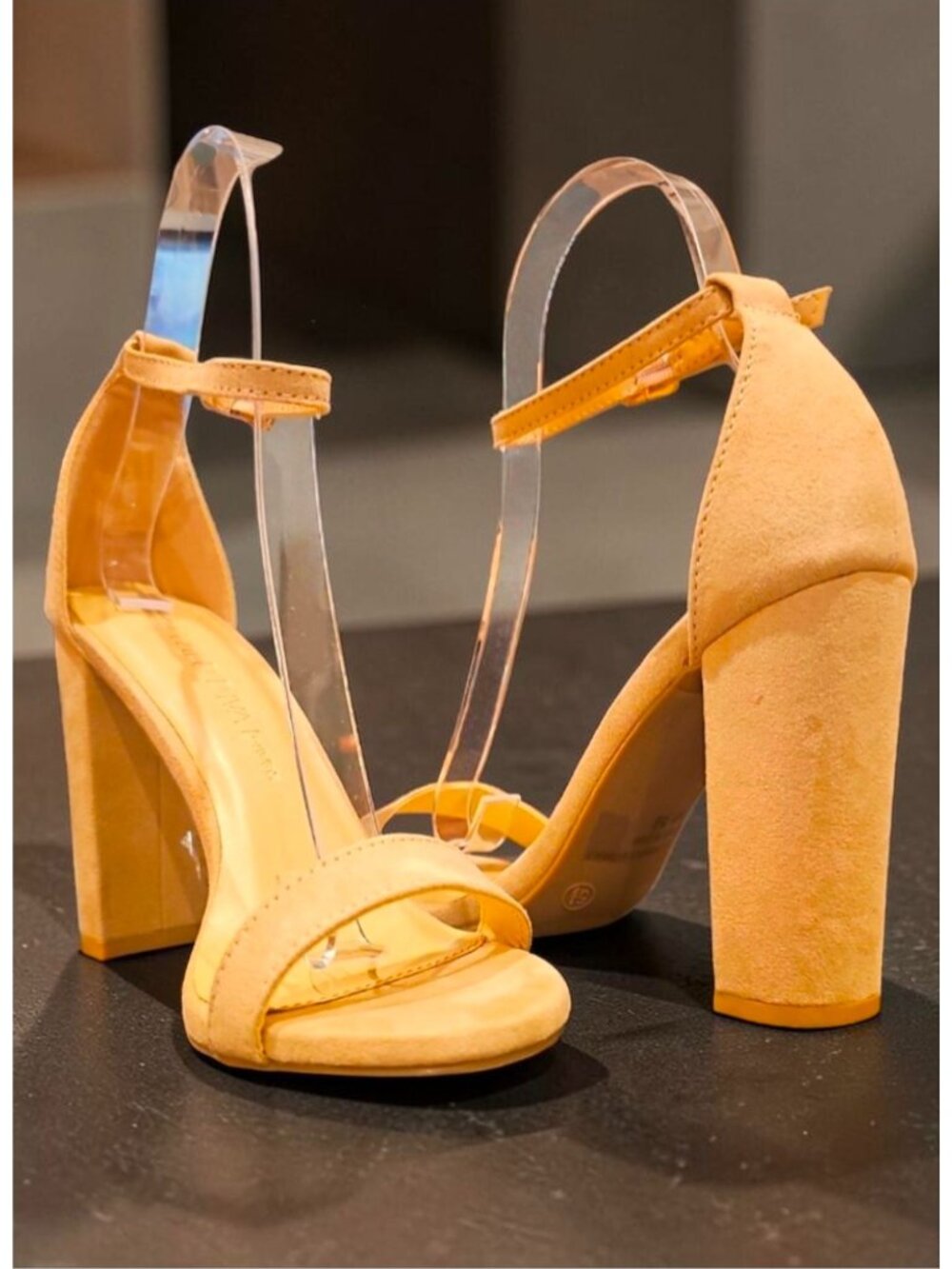 Natural Block Heel Sandals With Ankle Strap & Open Toe - Womens Formal Shoes